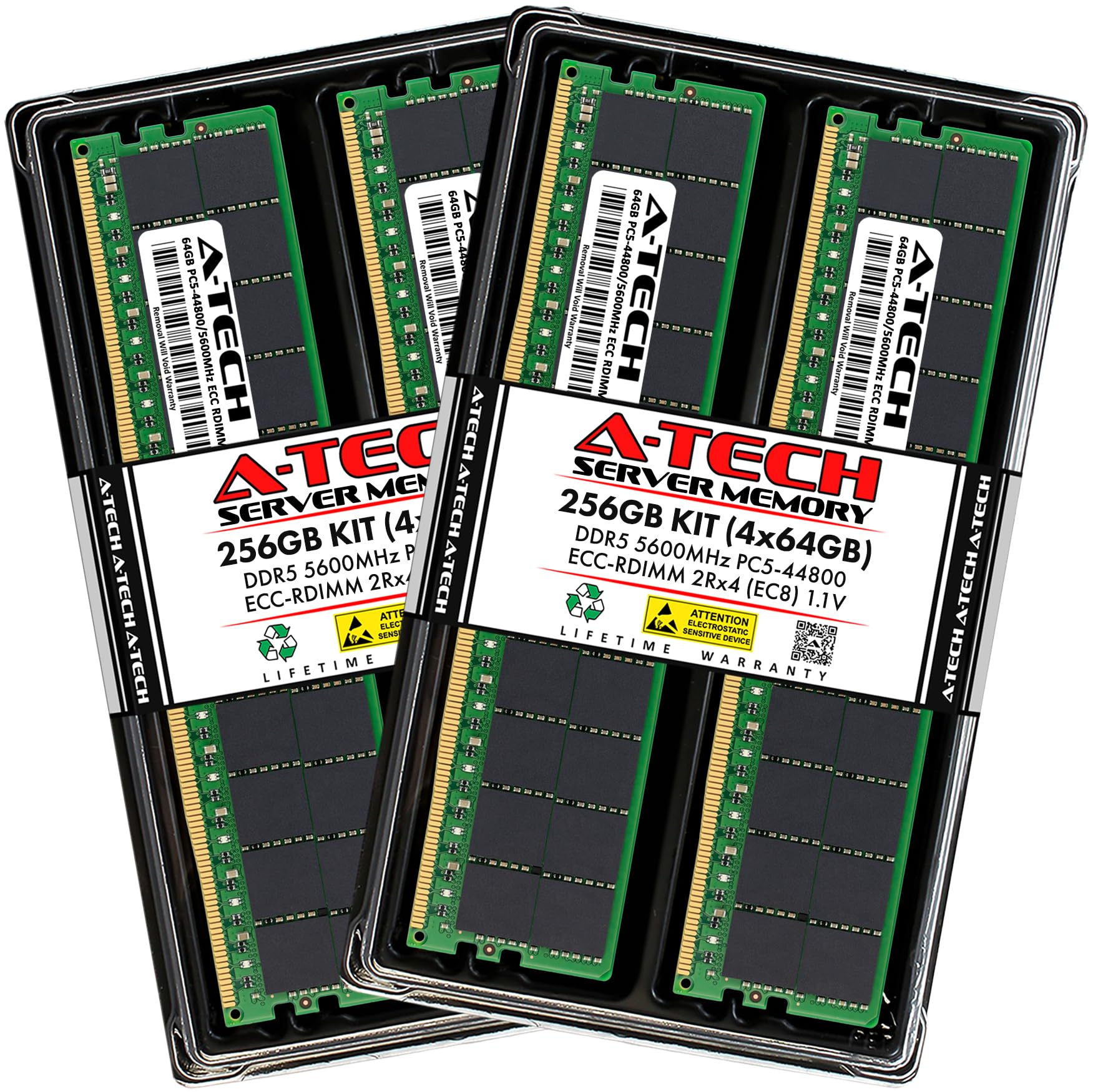 DDR4 Registered ECC DIMM 16GB(4枚)64GB A-Tech 256GB Kit (4x64GB) DDR5 5600MHz PC5-44800 ECC RDIMM 2Rx4